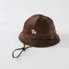 Chapéu de pescador para bebê de 2 anos, design fofo de cachorrinho bordado, chapéu bucket para bebês e crianças pequenas, estilo Maillard, chapéu de veludo para criança pequena, transfronteiriço
