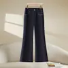 Calça Casual Fashion de Perna Reta Feminina Outono 2026 Nova Cintura Alta Slim Fit Micro Flare Calças com Caimento