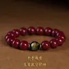 Pulseira de Cinábrio Pedra Original Igual do Tiktok Pulseira do Ano de Nascimento Feminina Ano do Coelho do Zodíaco Masculino Buda Nascimento Presente de Casal