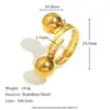 Anel/Pulseira Tendência Estilo Ins Europeu e Americano Cruzado Simples e Versátil Personalizado Anel de Bola Dupla em Aço Inoxidável Banhado a Ouro 18K para Mulheres