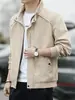 Chaqueta de trabajo de color liso con cuello de solapa para primavera y otoño para hombre, holgada, casual, versátil, moderna, simple y elegante, prenda exterior