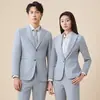 Nuevo Traje Profesional de Lana Ligera Azul Dos Piezas para Maestros Otoño/Invierno 2025, Color Albaricoque, En Stock