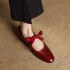 Zapatos Mary Jane gigantes de piel de vaca lavada suave con cordones, nuevos zapatos artísticos de punta redonda y boca baja de talla grande, zapatos de cuero de una sola capa, tacón bajo