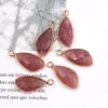 Pétalos de Gota de Agua Facetados Cristal Blanco Natural Bolsita Borde Dorado Colgante Amatista Cristal Rosa Material para Collar Pendientes DIY