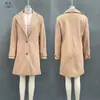 Casaco Feminino Lã Estilo Europeu Retro Xadrez Casual Temperamento Comprimento Médio Lapela 2025