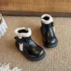 Botas de Nieve para Niñas Invierno Nuevos Zapatos de Algodón para Niños Botas con Felpa Botas Cortas Antideslizantes de Princesa para Niñas Botas de Cuero para Niñas