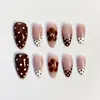 Estilo Europeu e Americano Bolinhas Flor Francesa Branca Unhas Amêndoa 30 Peças Unhas Postiças Pontas de Unha Usáveis Adesivos de Unha
