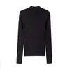 60 Peças Tricô de Lã Sem Costura Yangtze Worsted de Manga Longa Gola Alta para Mulheres no Outono e Inverno Cor Lisa Quente e Macio Camiseta Básica Waxy
