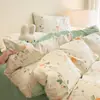Conjunto de Cuatro Piezas de Algodón Floral Pequeño Grueso Cálido con Forro Polar Lado A Algodón Puro Lado B Polar de Leche 1.8m Arroz Coral Polar de Leche