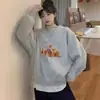Sudadera Azul Marino de Cuello Redondo para Mujer 2026 Principios de Primavera Nuevo Estilo Coreano Súper Bonita Holgada Otoño/Invierno Sin Capucha con Felpa