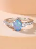 Deseo Transfronterizo Más Vendido Nuevo Blanco Paladio Huevo Azul Ópalo Borde Anillo Diamante Blanco Moda Creativa Joyería Al Por Mayor