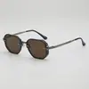 Gafas de Sol Poligonales Estilo Retro Cuadrado Europeo y Americano para Hombres, Gafas de Piloto para Mujeres con Caras Grandes, Gafas de Sol Metálicas de Moda