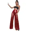 Calças Casuais de Moda Feminina de Cintura Alta Transfronteiriças Europeias e Americanas 2025 Amazon Ebay Calças de Perna Larga Soltas com Lantejoulas Drapeadas