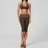Conjunto de Yoga de Verano Nuevo para Mujer con Cuello Halter, Doble Hombro, Falso Dos Piezas, Cintura Plegable, Conjunto Deportivo de Lunares 4549