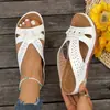 Sandalias romanas huecas de suela gruesa de gran tamaño para comercio exterior transfronterizo para mujer, nuevo estilo de verano 2026 sandalias de cuña para mujer para uso en exteriores