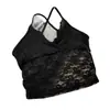 Camisola de Encaje con Escote en V Sexy, Incrustaciones de Encaje y Almohadillas de Sujetador Integradas para una Espalda Hermosa, Adecuada para Usar como Prenda Exterior