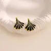 Pendientes de Acero Inoxidable con Forma de Abanico, Artesanía de Goteo de Aceite en Oro de 18 Quilates, de Venta Cruzada Más Vendidos, Que No Se Desvanecen, Joyería de Pendientes Vintage de Alta Gama