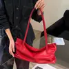 Bolso tote de piel suave arrugada modelo nuevo 2026, bolso de hombro casual de piel de vaca de grano superior, bolso de axila de cuero genuino de gran capacidad de nicho