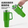 Copo Térmico Personalizado W para Viagem, 40oz, Grande Capacidade, com Alça, Porta-Copos de Carro, Dupla Camada de Aço Inoxidável, Copo de Gelo com Canudo