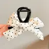 Presilha de Cabelo com Laço de Bolinhas Preto e Branco Estilo Coreano para Meninas, Presilha de Cabelo de Alta Qualidade para a Parte de Trás da Cabeça, Presilha de Tubarão, Novo Modelo 2026