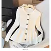 Suéter de Punto con Cuello Redondo y Lazo de Manga Larga Estilo Coreano Nuevo Otoño/Invierno con Cintura Fruncida Top Base Adelgazante para Mujer