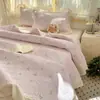 Capa de Cama de Algodão Classe A Conjunto de Três Peças para Dormir Nu Renda Acolchoada Lençóis de Cama Estilo Coreano Ins Estilo Princesa Cama Colchão Retrô