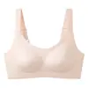 Sujetador de talla grande sin aros, soporte suave, tirantes anchos, con franja de gel en el lateral del busto fruncido, espalda bonita