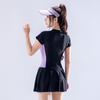 Traje de baño deportivo de una pieza 2024 para estudiantes ligeramente gorditas, vacaciones, conservador, bóxer, falda, traje de baño para mujer, venta al por mayor