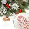 Decorações de Natal Amazon Novas Transfronteiriças Floco de Neve com Glitter Floco de Neve de Plástico Branco Decoração de Árvore de Natal Floco de Neve