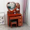 Tocador minimalista moderno para dormitorio, tocador pequeño con espejo para apartamentos de alquiler, escritorio de maquillaje de princesa