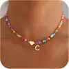 Amazon Transfronterizo Producto Nuevo Colgante de Amor Colorido Cadena para Clavícula Ajustable Joyería de Moda Diaria Collar con Inicial