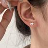 Pendientes de Corazón Calados Estilo Coreano para Mujer, Diseño de Nicho, Pendientes con Cierre de Rosca, Accesorios para el Trabajo con Circonita Microincrustada