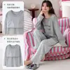 Pijama para mujer de nuevo estilo 2026 con copas incorporadas en el pecho, adecuado para primavera y otoño, hecho de algodón puro, de manga larga y pantalón largo, con un diseño de dibujos animados lindo y dulce, perfecto para ropa de estar en casa de otoño e invierno
