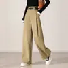 Pantalones Casuales de Pierna Ancha de Cintura Alta con Diseño de Pliegues Laterales de Moda Nuevos para Primavera/Verano 2026 para Mujer