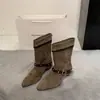 Botas femininas, nova coleção de outono 2026, com fivela de cinto, design versátil, bico quadrado, salto grosso, estilo retrô e um toque da estética "Mellard", botinhas estilo country