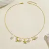 Collar para Mujer Europeo y Americano Geométrico con Concha de Caracol Incrustaciones de Perla Estilo Marino Cadena para Clavícula Collar Versátil