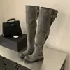 Novas Botas de Salto Grosso Couro Empilhado Desgastado Fivela Cavaleiro Preto Primavera Outono 2026 Longas até o Joelho Retrô Tamanho Grande Cano Alto Botas