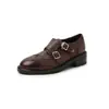 Zapatos Pequeños de Cuero de Vaca de Primera Capa para Mujer, Planos de Boca Profunda, Nuevo Estilo Otoño e Invierno, Planos Británicos Tallados con Hebilla de Cuero Genuino, Zapatos de Mujer 40