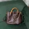 Bolsa Transversal Grande Tendência Versátil Feita Sob Medida de Fábrica, Bolsa de Mão Tote de Couro de Flor Integral Curtido Vegetal Moda Vintage