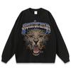 Leopardo estampado pequeno nearneck antigo camiseta de manga curta masculino e feminino estilo americano hip-hop moda nacional velha água de lavagem meia manga camiseta