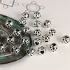 Plata Antigua 10mm Agujero Grande Huecas Cuentas Espaciadoras Redondas Retro Accesorios DIY Aleación Bola Hueca Cuentas Sueltas Accesorios para Joyería