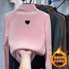 Camisa Básica Escovada para Meninas Outono e Inverno 2025 Novo Suéter Infantil Gola Alta Meia Espessura Quente Tecido Térmico Dupla Face