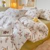Ins de camada dupla fio lençol de cama de quatro peças lavado algodão colcha capa Nantong casa cama têxtil três peças colcha capa atacado lençol encaixado