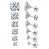 Brincos Quadrados de Zircônia em Aço Titânio com Pino Reto e Quatro Garras, Feitos de Aço Inoxidável 316, Luxo de Nicho com um Toque de Alto Padrão