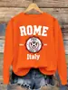 Roma Itália Cidade 1861 Design Moletons Femininos Casuais Gola Redonda Streetwear Outono Roupas Multicoloridas