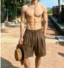 Pantalones Cortos Plisados de Lino Sintético Estilo Old Money para Hombre, Verano Finos Desestructurados Casuales de Corte Amplio de Longitud Media