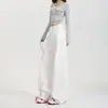 26 Pantalones de Pierna Ancha Sueltos de Algodón Tencel Triple Prueba Jeans Funcionales Sencillos Adelgazantes Resistentes al Aceite Sin Preocupaciones para Mujer
