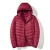 Chaqueta de Plumón Ligera Talla Grande de Invierno Unisex Cuello Alto Cómoda Cálida Plumón de Pato Blanco Color Sólido Ropa Exterior con Capucha