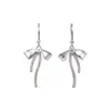 Chica Estilo Coreano~Pendientes Colgantes con Gancho y Lazo de Circonita Super Brillante, Pendientes de Lujo Ligero de Gama Alta, Accesorios de Oreja de Moda y Versátiles para Mujer
