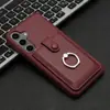 Adecuado para Samsung A55 5g Funda para Teléfono Móvil con Soporte para Tarjetas Extraíble Patrón de Lichi A35 Anillo Anti-Caída Cubierta Protectora para Tarjetas